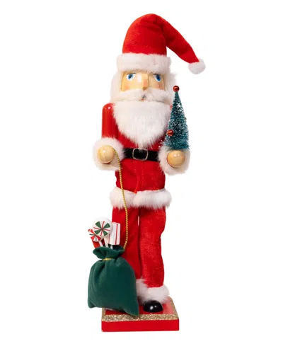 Kurt Adler 15-inch Santa With Gifts And Tree Nutcracker In Red