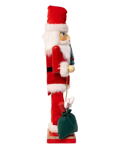Kurt Adler 15-inch Santa With Gifts And Tree Nutcracker In Red