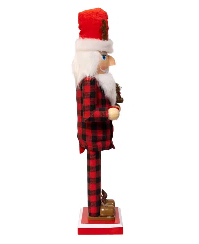 Kurt Adler 15-inch Santa With Red Pajamas Nutcracker In Red