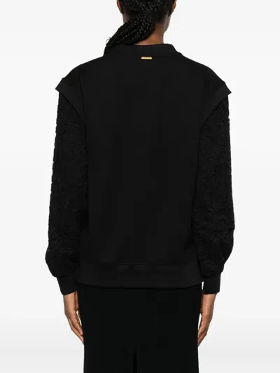 Twinset Lace-sleeve Knitted Top In Black