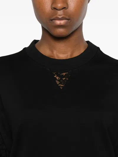 Twinset Lace-sleeve Knitted Top In Black