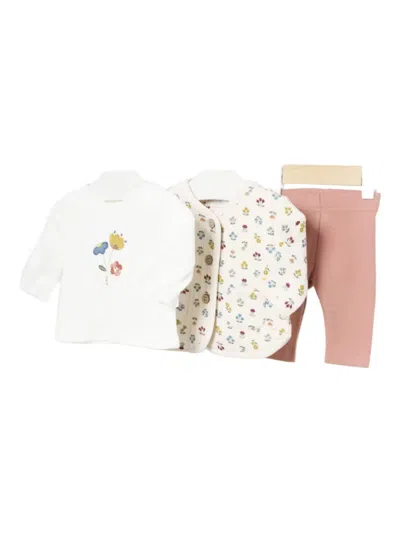 Mayoral Long-sleeve Elastic-waist Trouser Set (set Of Three) In White