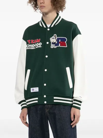 Chocoolate X Russell Athletic Bear-embroidered Jacket In Gray