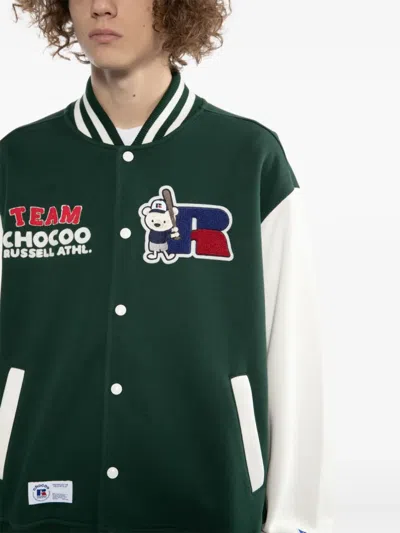 Chocoolate X Russell Athletic Bear-embroidered Jacket In Gray