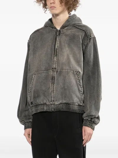 Izzue Denim Hooded Jacket In Gray