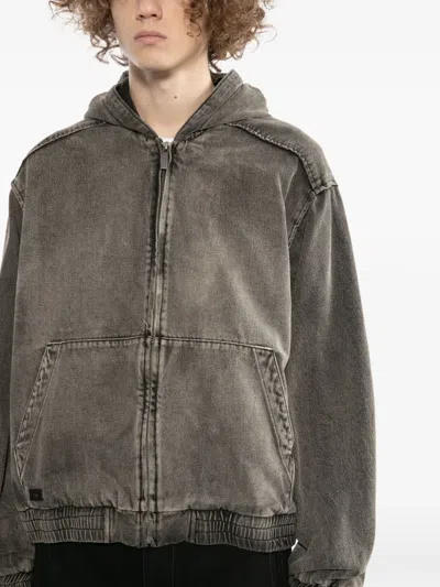 Izzue Denim Hooded Jacket In Gray