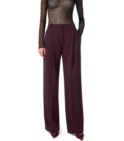 Elisabetta Franchi Trousers With Front Pleats And Belt Loops In Burgundy