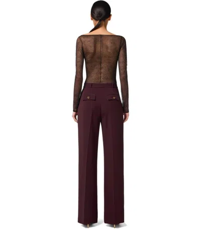 Elisabetta Franchi Trousers With Front Pleats And Belt Loops In Burgundy