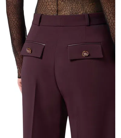 Elisabetta Franchi Trousers With Front Pleats And Belt Loops In Burgundy
