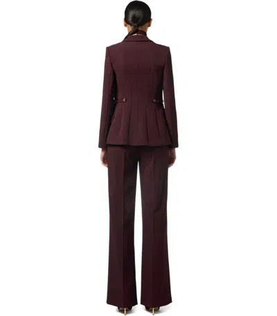 Elisabetta Franchi Burgundy Tailored Blazer With Gold Buttons And Peak Lapels In Brown