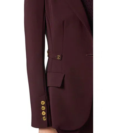 Elisabetta Franchi Burgundy Tailored Blazer With Gold Buttons And Peak Lapels In Brown