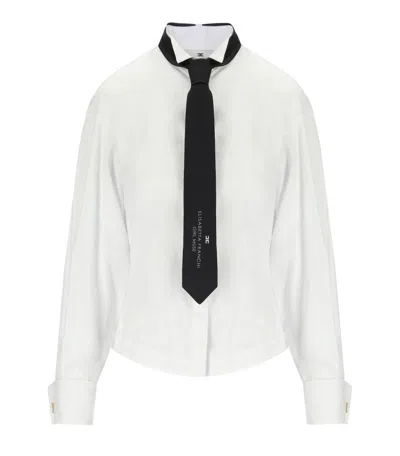 Elisabetta Franchi Camicia Bianca Con Cravatta In White