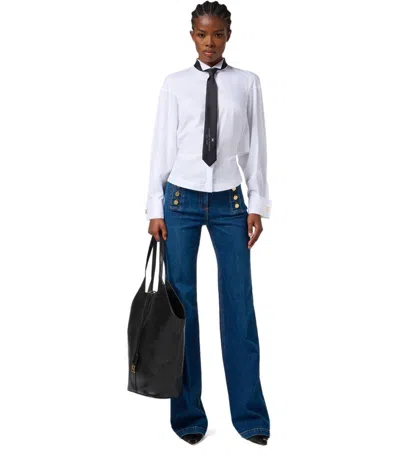 Elisabetta Franchi Camicia Bianca Con Cravatta In White