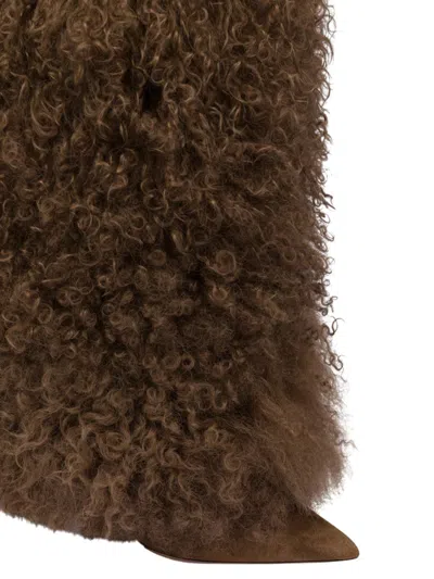 Paris Texas Furry Stiletto Boot In Brown