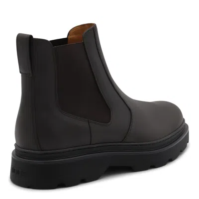 Tod's Dark Brown Leather Boots In Black