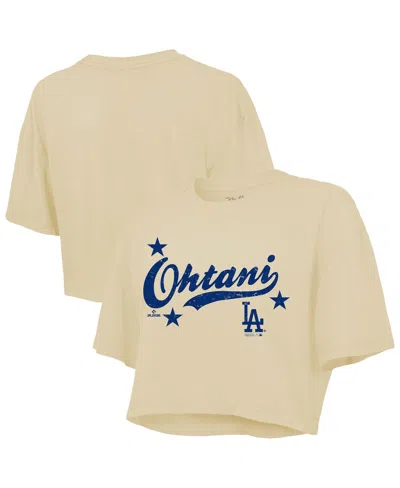 Majestic Threads Shohei Ohtani Cream Los Angeles Dodgers Boxy Crop Top In Neutral