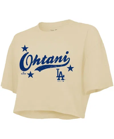 Majestic Threads Shohei Ohtani Cream Los Angeles Dodgers Boxy Crop Top In Neutral