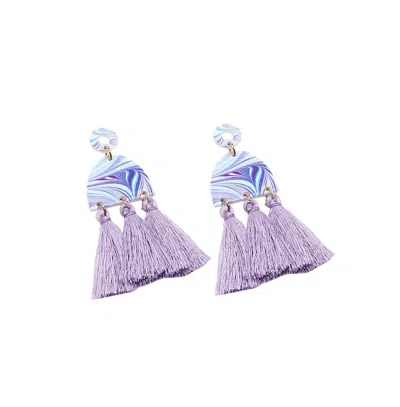 Sohi Women's Tassel Drop Earrings In Purple