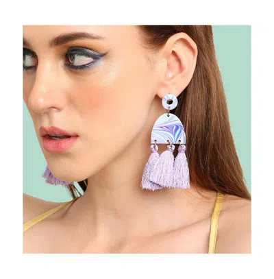 Sohi Women's Tassel Drop Earrings In Purple