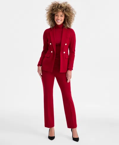 Anne Klein Faux Double Breasted Jacket In Red