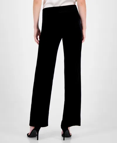 Anne Klein Womens High Rise Pull On Flared Pants In Black