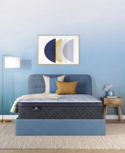 Serta Perfect Sleeper Iceland Poppy 14" Plush Pillow Top Mattress Set, Queen Split In Blue
