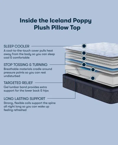 Serta Perfect Sleeper Iceland Poppy 14" Plush Pillow Top Mattress Set, Queen Split In Blue