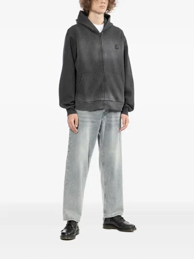 Izzue Bear-embroidered Hoodie In Gray