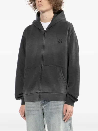 Izzue Bear-embroidered Hoodie In Gray