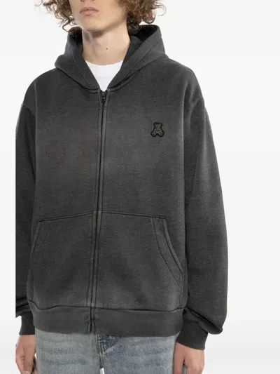 Izzue Bear-embroidered Hoodie In Gray