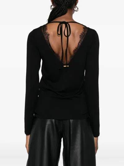 Twinset Tie-back Knitted Top In Black