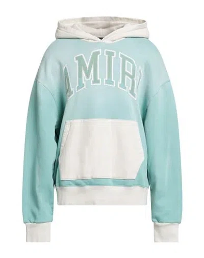 Amiri Man Sweatshirt Light Green Size L Cotton, Elastane In Green