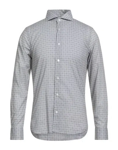 Fedeli Man Shirt Grey Size 17 Cotton, Elastane In Multi