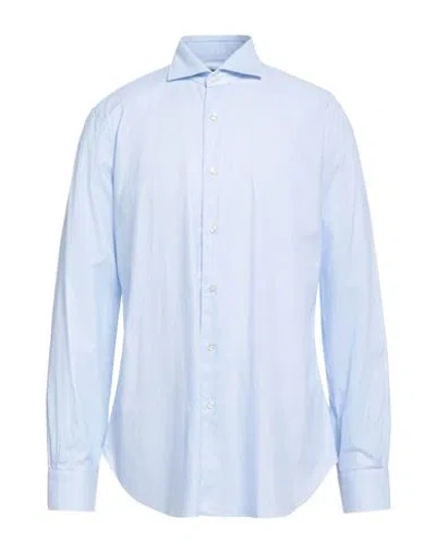 Barba Napoli Man Shirt Sky Blue Size 17 Cotton In Blue