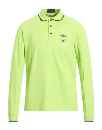 Aeronautica Militare Man Polo Shirt Lime Green Size Xxl Cotton, Elastane In Green