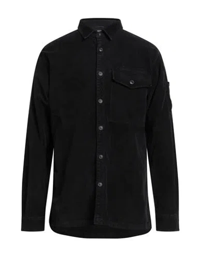 C.p. Company Classic Black Shirt-style Jacket With Structured Collar And Flap Pockets In Black