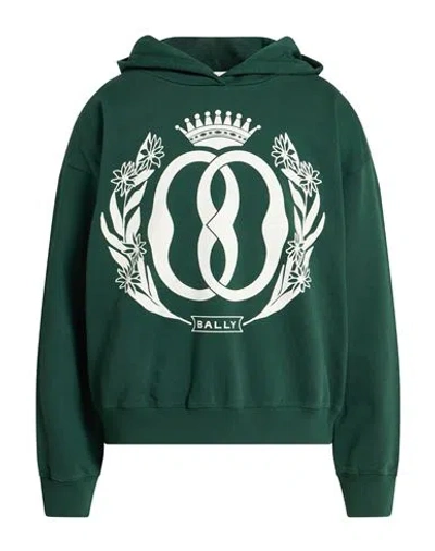 Bally Man Sweatshirt Green Size 42 Organic Cotton, Elastane In Green