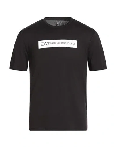 Ea7 Man T-shirt Black Size L Cotton In Black
