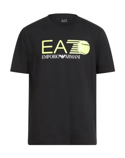 Ea7 Man T-shirt Black Size L Cotton, Elastane In Black