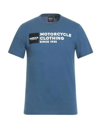 Barbour International Man T-shirt Slate Blue Size S Cotton In Blue