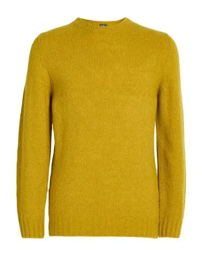 Fedeli Man Sweater Mustard Size 40 Virgin Wool, Cashmere, Polyamide In Green