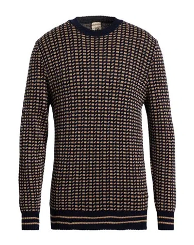 H953 Man Sweater Dark Brown Size 38 Merino Wool In Brown