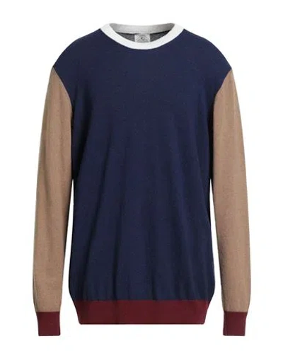 Mqj Man Sweater Navy Size 50 Polyamide, Wool, Viscose, Cashmere In Multi