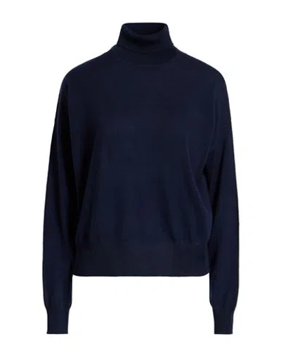 Aragona Woman Turtleneck Navy Size 10 Merino Wool In Blue