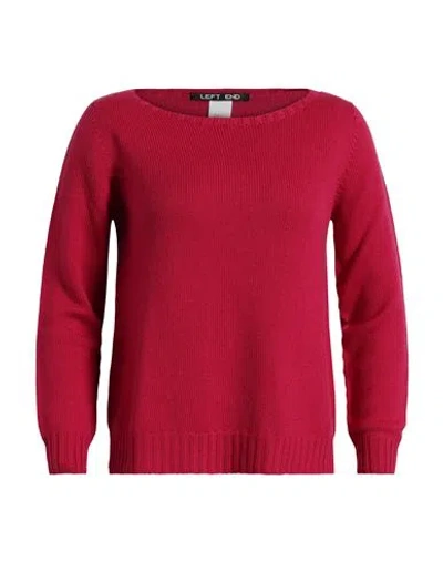 Left End Woman Sweater Garnet Size 2 Virgin Wool In Red