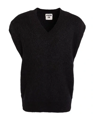 A Paper Kid Man Sweater Black Size L Polyacrylic, Mohair Wool, Polyamide In Black