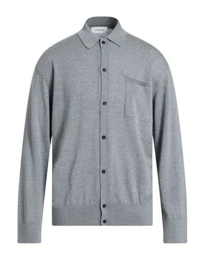 Laneus Man Cardigan Grey Size 42 Virgin Wool, Cashmere In Gray