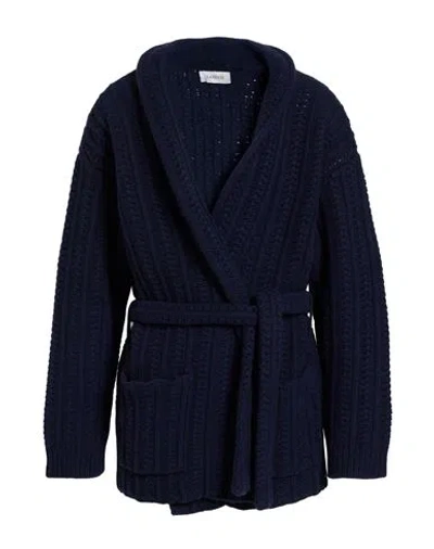 Laneus Man Cardigan Midnight Blue Size 38 Merino Wool In Blue