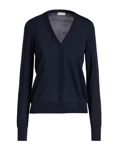 Agnona Woman Cardigan Midnight Blue Size Xl Cashmere, Wool, Silk In Blue