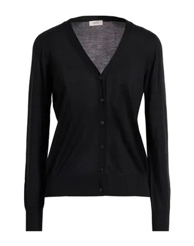Agnona Woman Cardigan Black Size Xl Cashmere, Wool, Silk In Blue